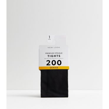 Black 200 Denier Premium Opaque Tights New Look