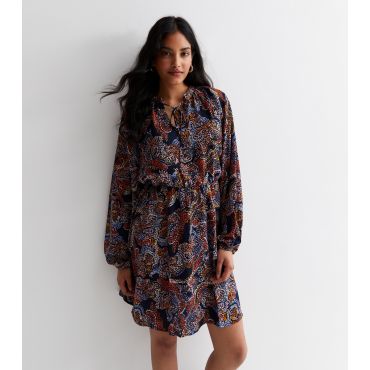 Women's Navy Abstract Print Long Sleeve Mini Dress JDY New Look
