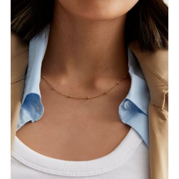 18ct Gold Plated Ball Chain Necklace New Look