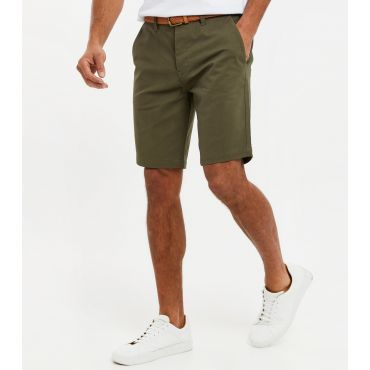 Men's Olive Chino Shorts Threadbare New Look