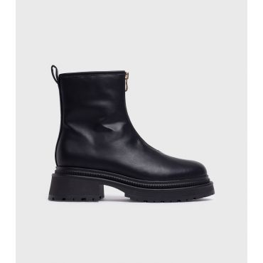 Women's Black Matte Leather-Look Zip Front Boots London Rebel New Look