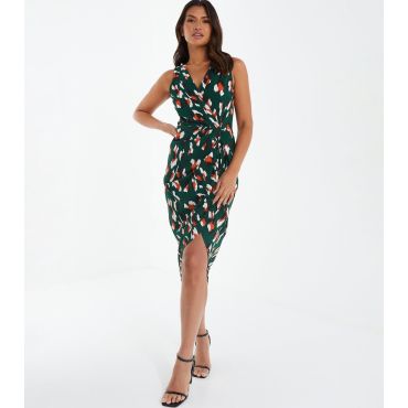 Women's Dark Green Mark Making Ruched Midi Dress Quiz New Look