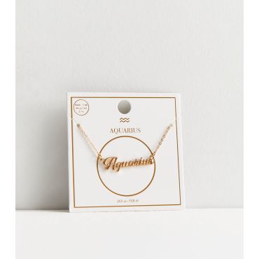 Gold Aquarius Star Sign Necklace New Look
