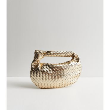 Gold Metallic Woven Grab Handle Bag Public Desire New Look