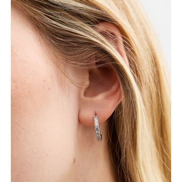 Silver Cubic Zirconia Mini Hoop Earrings New Look