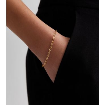 18ct Gold Plated Textured Chain Bracelet New Look