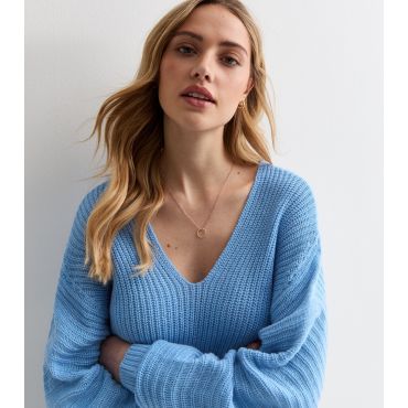 Women's Blue Knit V Neck Jumper JDY New Look