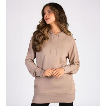 Women's Light Brown Longline Logo Hoodie Pineapple New Look