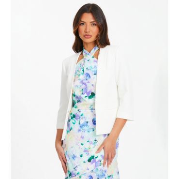 Women's Cream Woven Blazer Quiz New Look