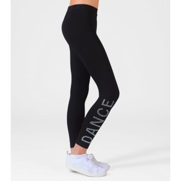 Girls' Black Diamanté Dance Logo Leggings Pineapple New Look