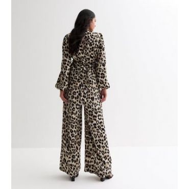 Gini London Leopard Print Wrap Look Jumpsuit New Look