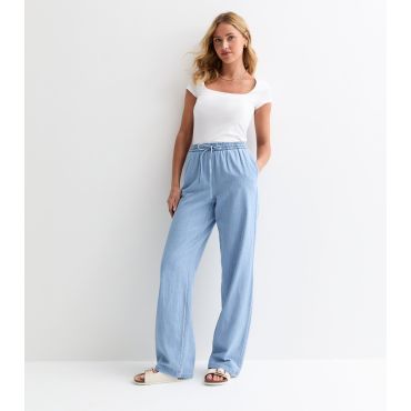 Women's Blue Drawstring Wide Leg Trousers JDY New Look