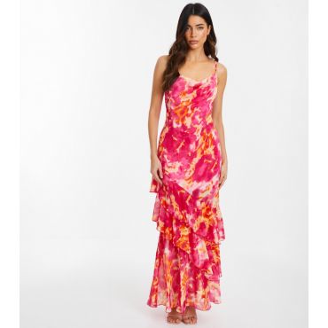 Women's Pink Chiffon Maxi Dress Quiz New Look