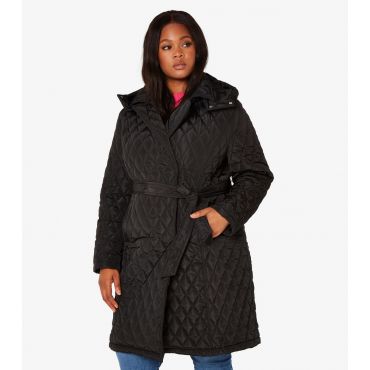 Women's Curve Black Quilted Coat Apricot New Look