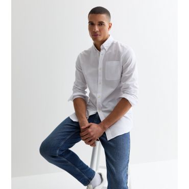 Men's White Regular Cotton Oxford Shirt Jack & Jones New Look