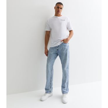 Men's Blue Regular Straight Leg Jeans Jack & Jones New Look