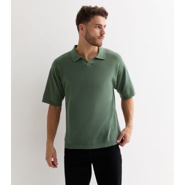 Men's Khaki Knit Polo Shirt Jack & Jones New Look