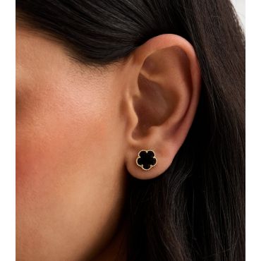 Black Flower Stud Earrings New Look