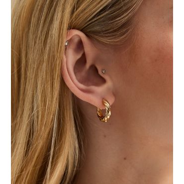 18ct Gold Plated Twist Hoop Earrings New Look
