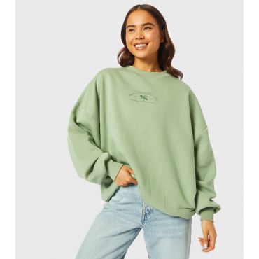 Women's Green Slogan Oversized Sweatshirt Skinnydip New Look