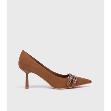 Women's Brown Buckled Pointed Court Shoes London Rebel New Look
