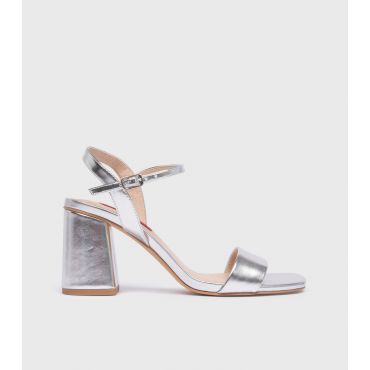 Women's Silver Block Heeled Sandals London Rebel New Look