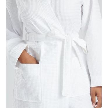 Loungeable White Cotton Waffle Dressing Gown New Look