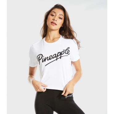Women's White Logo Crop T-Shirt Pineapple New Look