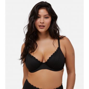 Women's Black Scallop Underwired Bikini Top Peek & Beau New Look