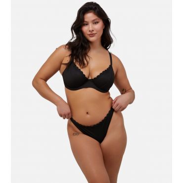 Women's Black Scallop High Leg Bikini Bottoms Peek & Beau New Look