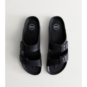 Men's Grey Moulded Double-Strap Sandals Jack & Jones New Look