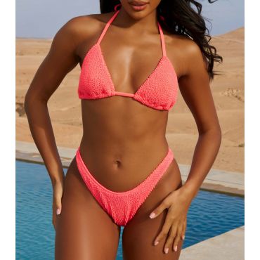Women's Coral Textured Brazilian Bikini Bottoms Moda Minx New Look