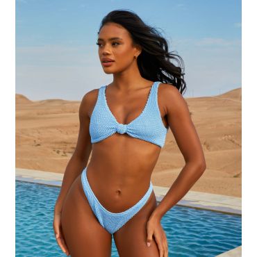 Women's Light Blue Textured Bikini Top Moda Minx New Look