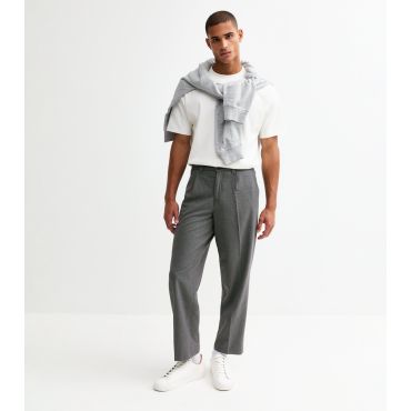 Men's Black Checked Pleated Oversized Tailored Trousers New Look