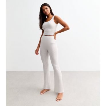 Women's Grey Ribbed Flared Leggings Dorina New Look