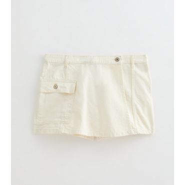 Women's Stone Patch Pocket Denim Mini Skort ONLY New Look