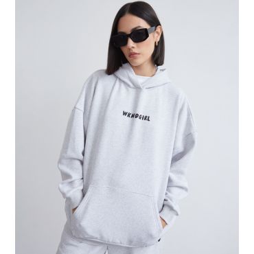 Women's Grey Logo Oversized Hoodie WKNDGIRL New Look