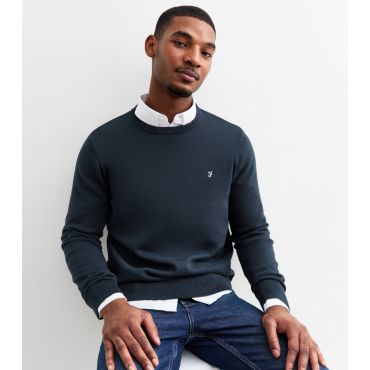 Men's Slim Crew Neck Fine Knit Jumper Farah New Look