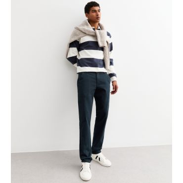 Men's Navy Slim Leg Twill Chino Trousers Farah New Look