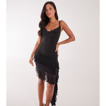 Women's Black Gathered Square Neck Mini Dress Pink Vanilla New Look