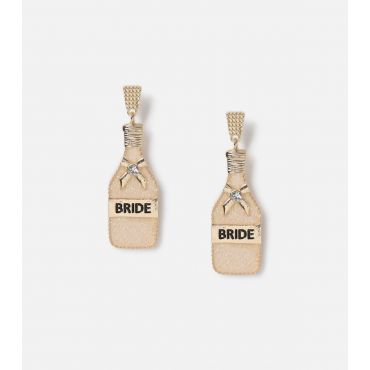 Gold Tone Hen Do Bride Bottle Stud Earrings Muse New Look