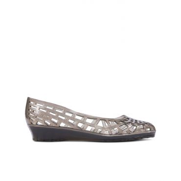 Women's Christabel Dark Grey Glitter Wedge Heel Jelly Shoes JuJu New Look