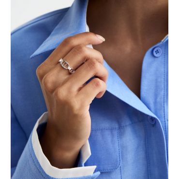 Silver Tone Link Detail Ring New Look