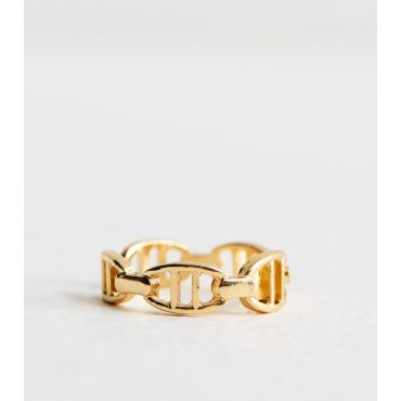 Gold Tone Link Detail Ring New Look