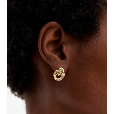18ct Gold Plated Knot Doorknocker Earrings New Look
