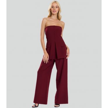 Women's Burgundy Wide Leg Trousers Finding Friday New Look