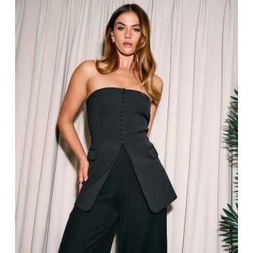 Women's Black Tailored Strapless Top Finding Friday New Look