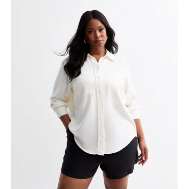 Women's Plus Size Linen-Blend Shirt Curves ONLY New Look