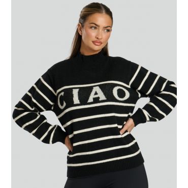 Women's Black Ciao Striped Jumper South Beach New Look