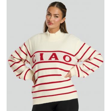 Women's Cream Ciao Striped Jumper South Beach New Look